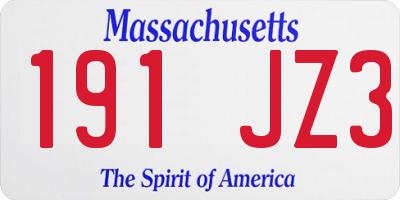 MA license plate 191JZ3