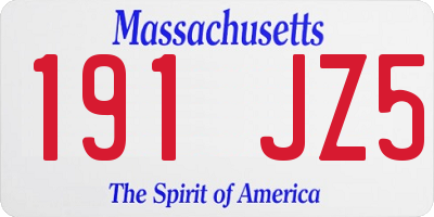 MA license plate 191JZ5