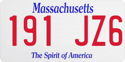 MA license plate 191JZ6