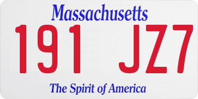 MA license plate 191JZ7