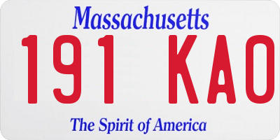 MA license plate 191KA0