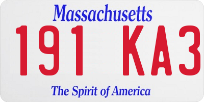 MA license plate 191KA3