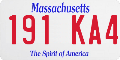 MA license plate 191KA4