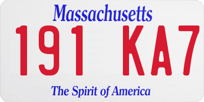 MA license plate 191KA7
