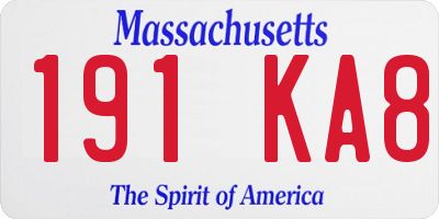 MA license plate 191KA8