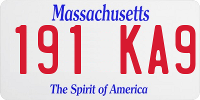 MA license plate 191KA9