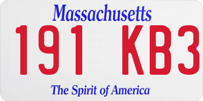 MA license plate 191KB3