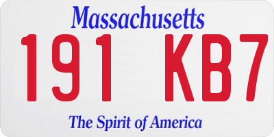 MA license plate 191KB7