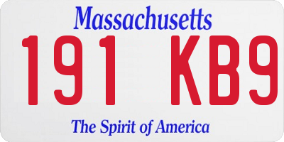 MA license plate 191KB9