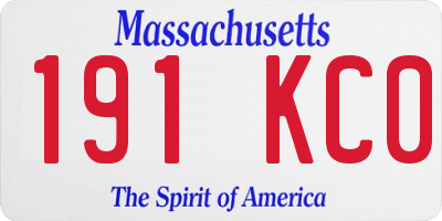 MA license plate 191KC0
