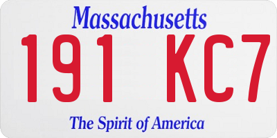 MA license plate 191KC7