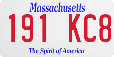 MA license plate 191KC8