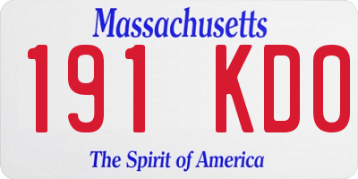 MA license plate 191KD0