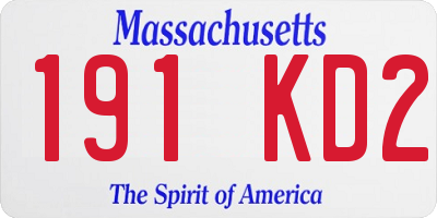 MA license plate 191KD2
