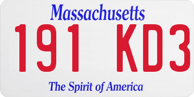 MA license plate 191KD3