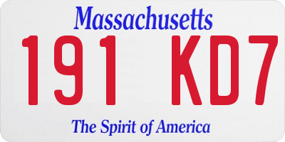 MA license plate 191KD7