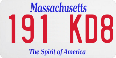 MA license plate 191KD8