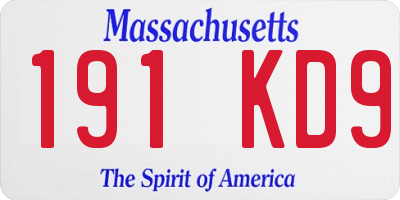 MA license plate 191KD9