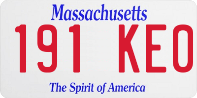 MA license plate 191KE0