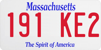 MA license plate 191KE2