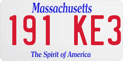 MA license plate 191KE3