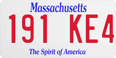 MA license plate 191KE4
