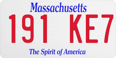 MA license plate 191KE7