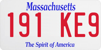MA license plate 191KE9
