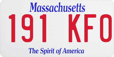 MA license plate 191KF0