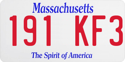MA license plate 191KF3