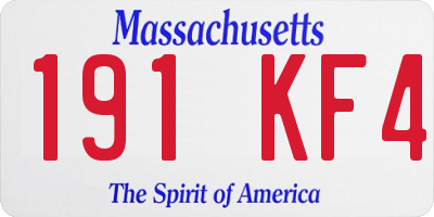 MA license plate 191KF4
