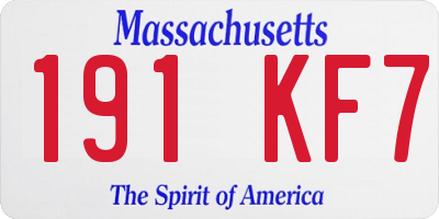 MA license plate 191KF7