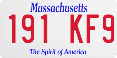 MA license plate 191KF9