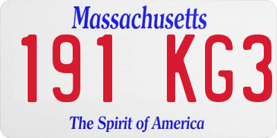 MA license plate 191KG3