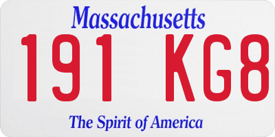 MA license plate 191KG8