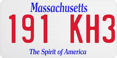 MA license plate 191KH3