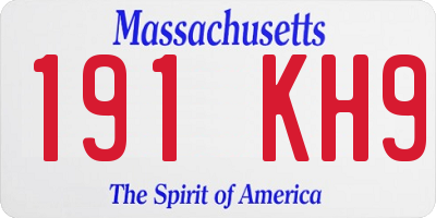MA license plate 191KH9