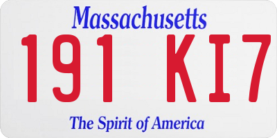 MA license plate 191KI7