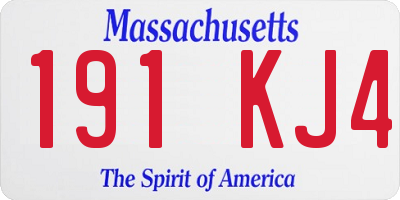 MA license plate 191KJ4