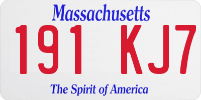MA license plate 191KJ7