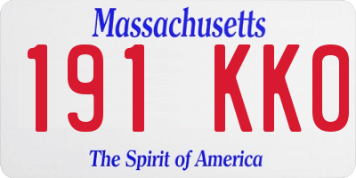 MA license plate 191KK0