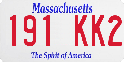 MA license plate 191KK2