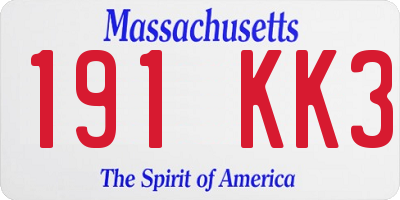 MA license plate 191KK3