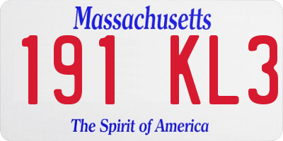 MA license plate 191KL3