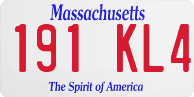 MA license plate 191KL4