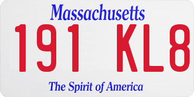 MA license plate 191KL8