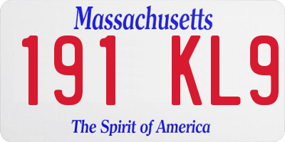 MA license plate 191KL9