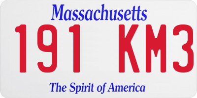 MA license plate 191KM3