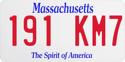 MA license plate 191KM7