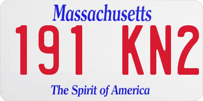 MA license plate 191KN2